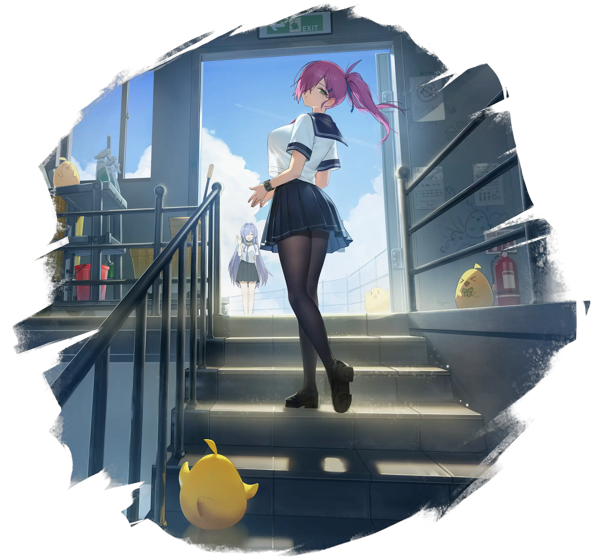 Illustration du personnage de Trieste, du jeu "Azur Lane", représentée avec son skin : Rooftop Lunch Break, dessinée par RoMaNa.
