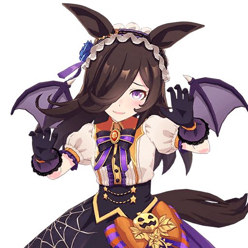 Rice Shower du jeu Uma Musume: Pretty Derby representée avec son skin : Make up Vampire!