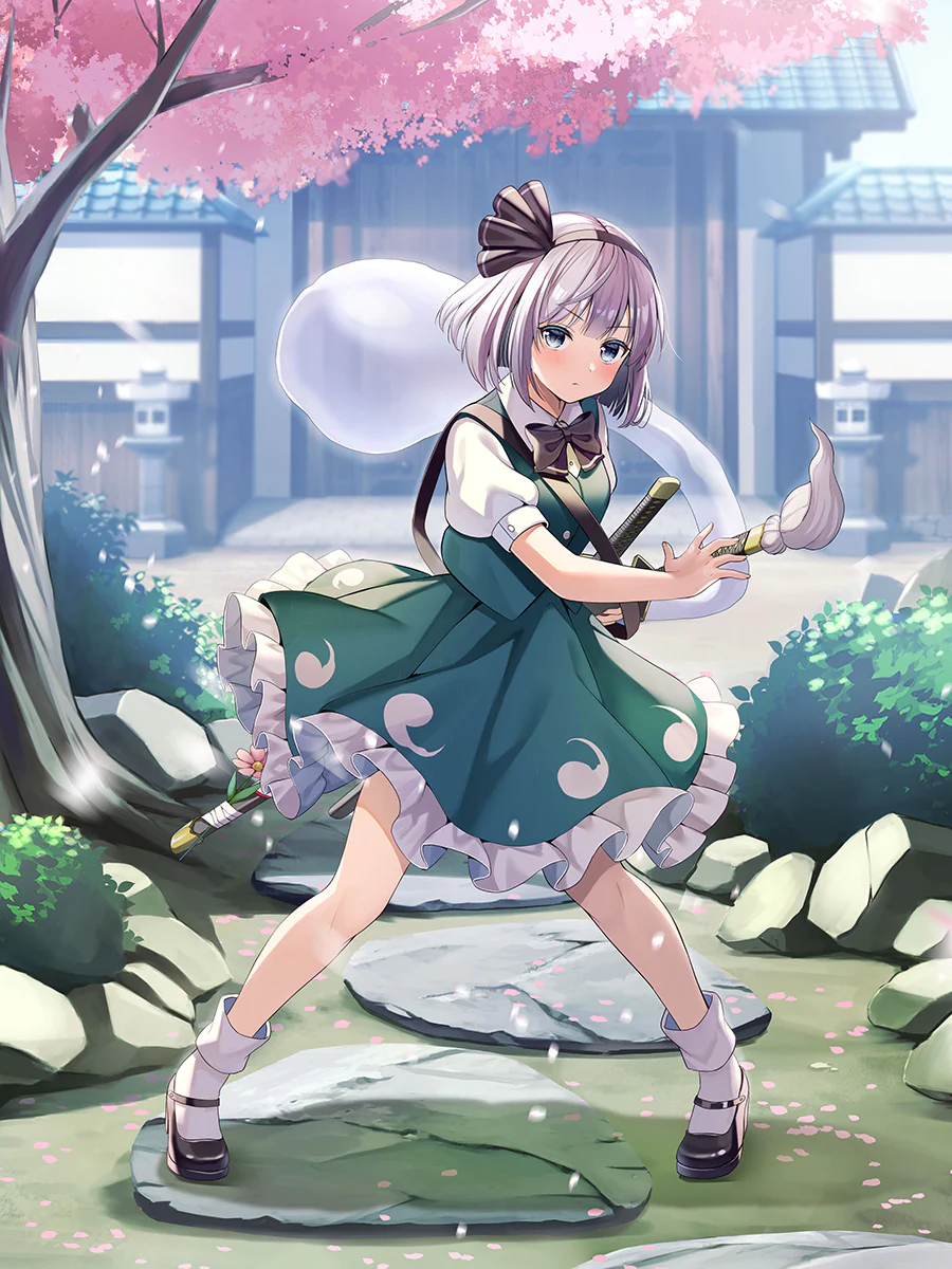 Illustration dessinée par l'illustrateur Yuka Nonoko qui a été utilisée pour la figurine de Youmu Konpaku de la gamme Tenitol du fabricant FuRyu !