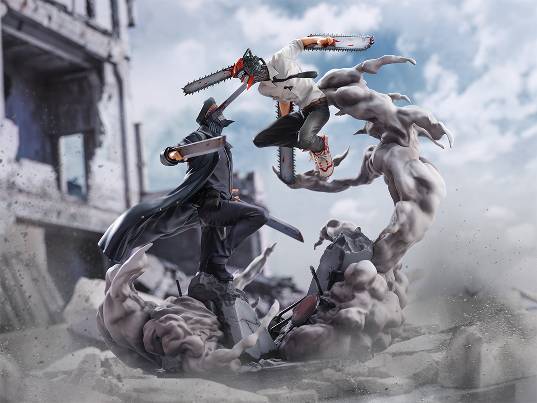 Figurine Chainsaw Man - Chainsaw Man (Denji) VS Katana Man (Samouraï Sword) - S-Fire / Super Situation Figure - Sega