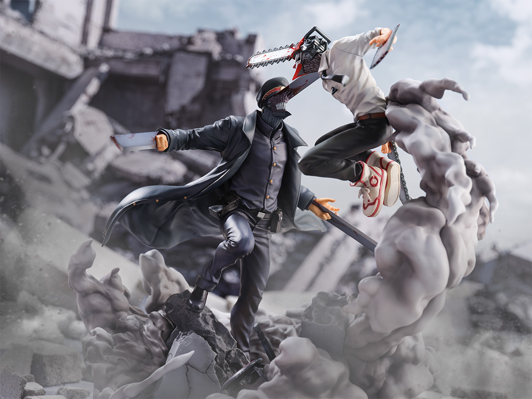 Figurine Chainsaw Man - Chainsaw Man (Denji) VS Katana Man (Samouraï Sword) - S-Fire / Super Situation Figure - Sega