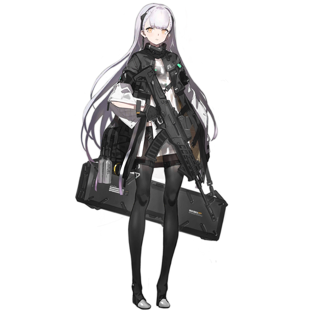 Illustration du personnage d'AK-Alfa pour le jeu Girls' Frontline, déssinée par neco.