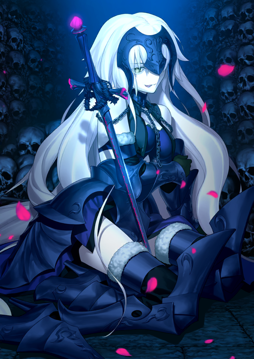 Illustration de la quatrième forme de la servante de classe Avenger : Jeanne d'Arc, dessinée par Takeuchi Takashi et disponible dans le jeu mobile "Fate/Grand Order".