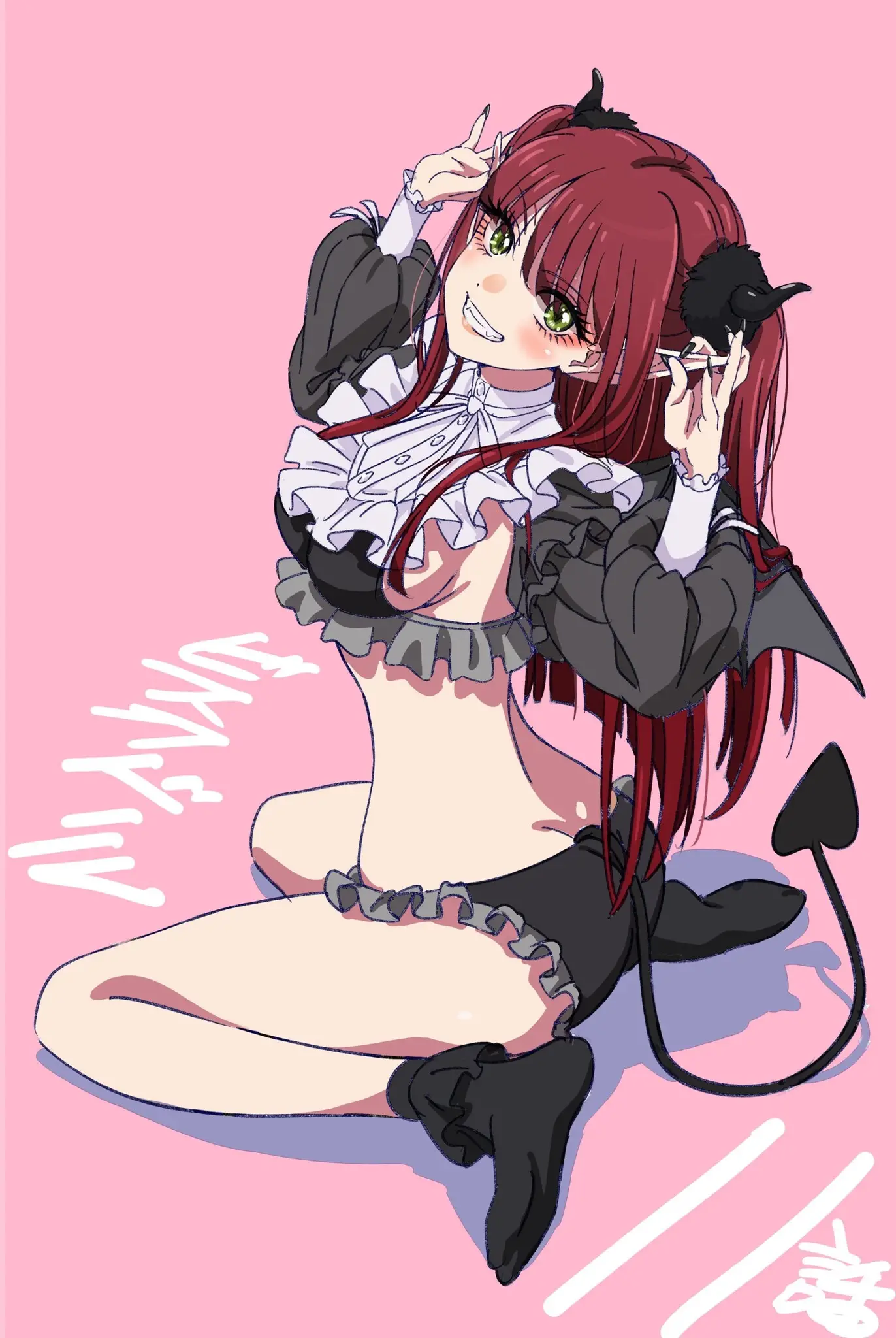 Illustration du directeur de l'animation Yamazaki Jun, présentant Marin Kitagawa portant son costume de cosplay de Liz, la petite succube figurant dans le manga SuccuProb.