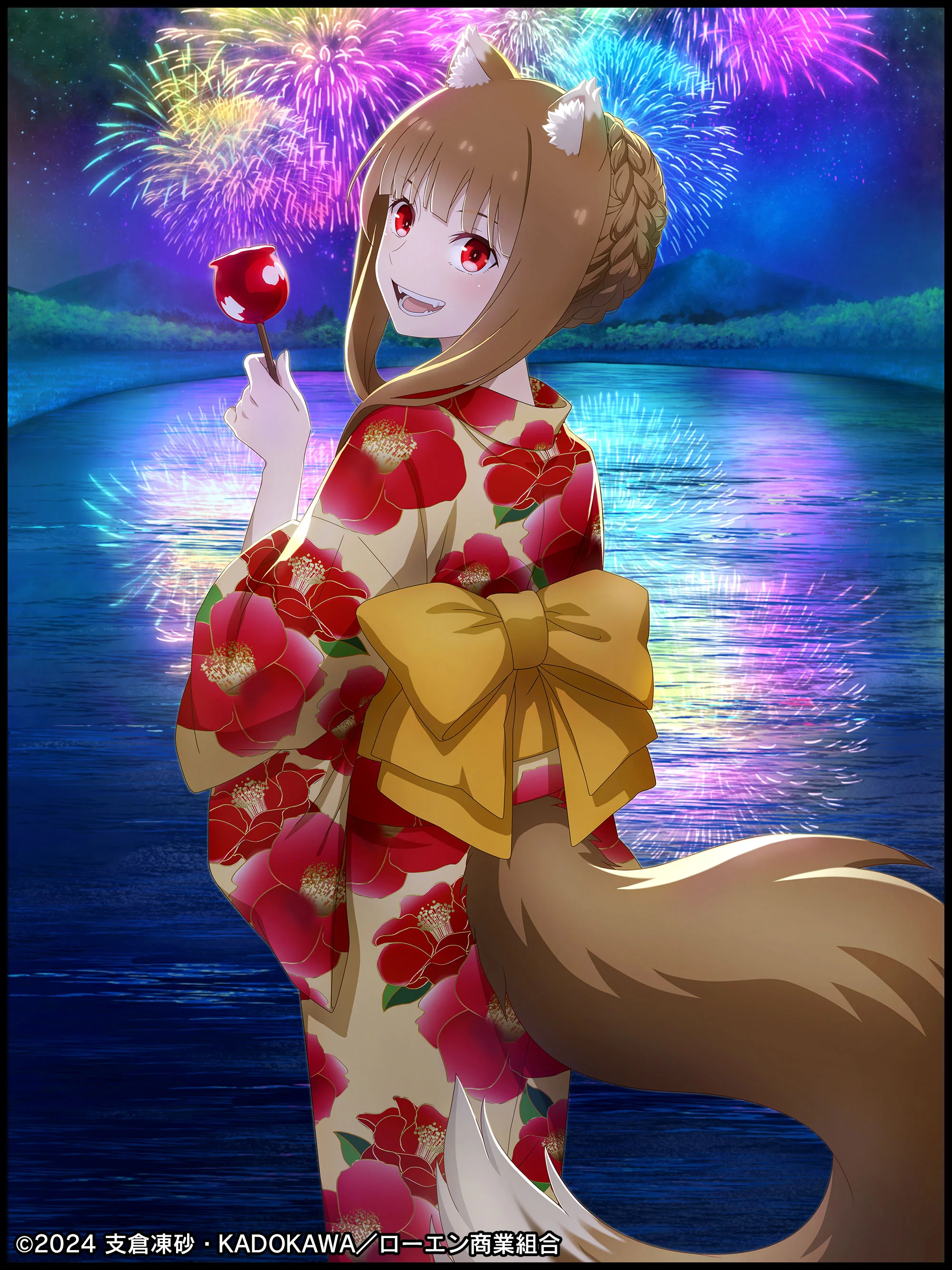 Illustration nouvellement dessinée pour le thème d'août de "Holo et l'histoire des quatre saisons", "Holo x Summer Festival".