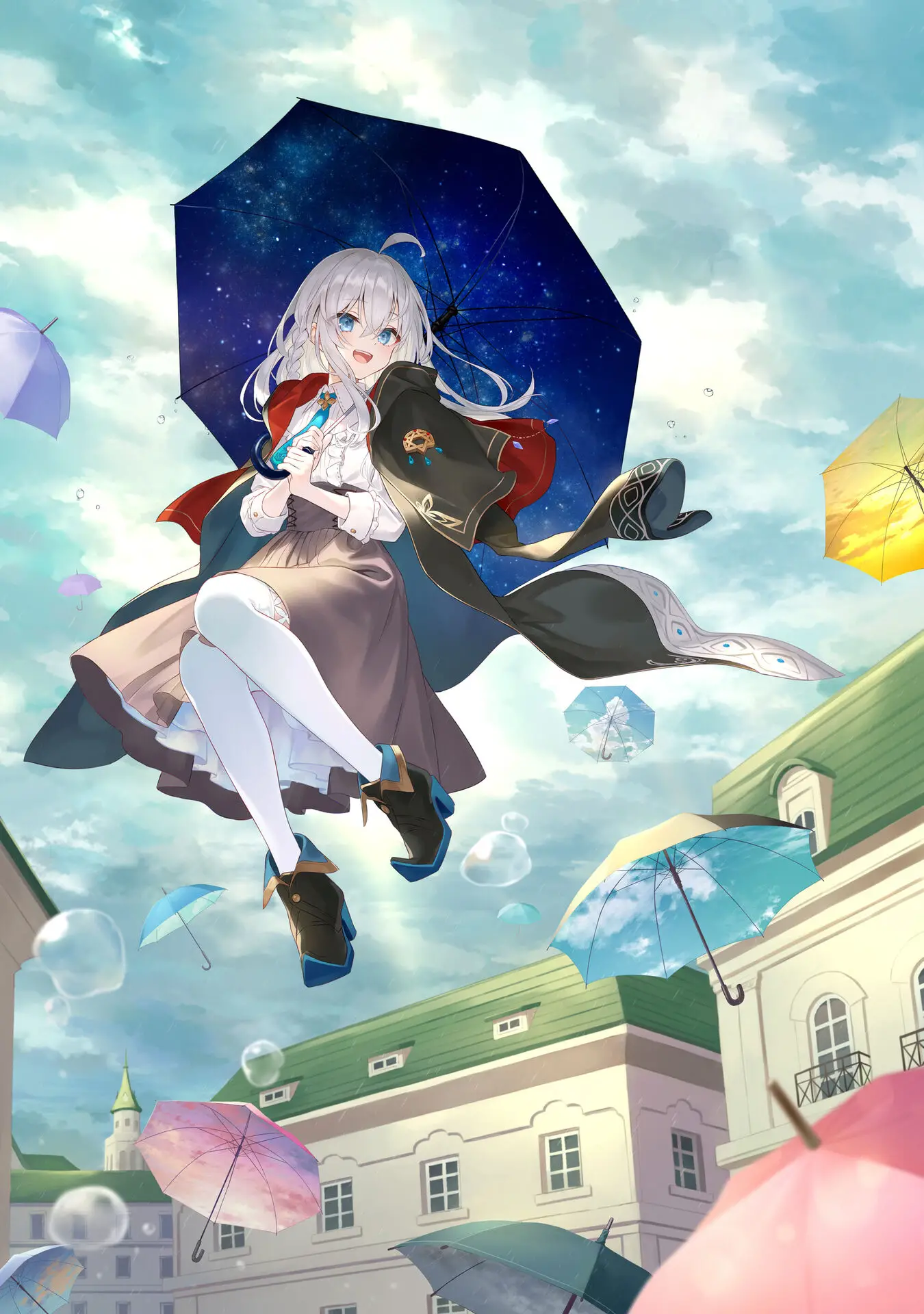 Illustration de la couverture du tome 20 du light novel "Majo no Tabitabi (Wandering Witch: The Journey of Elaina)", qui a été illustrer par Azure.