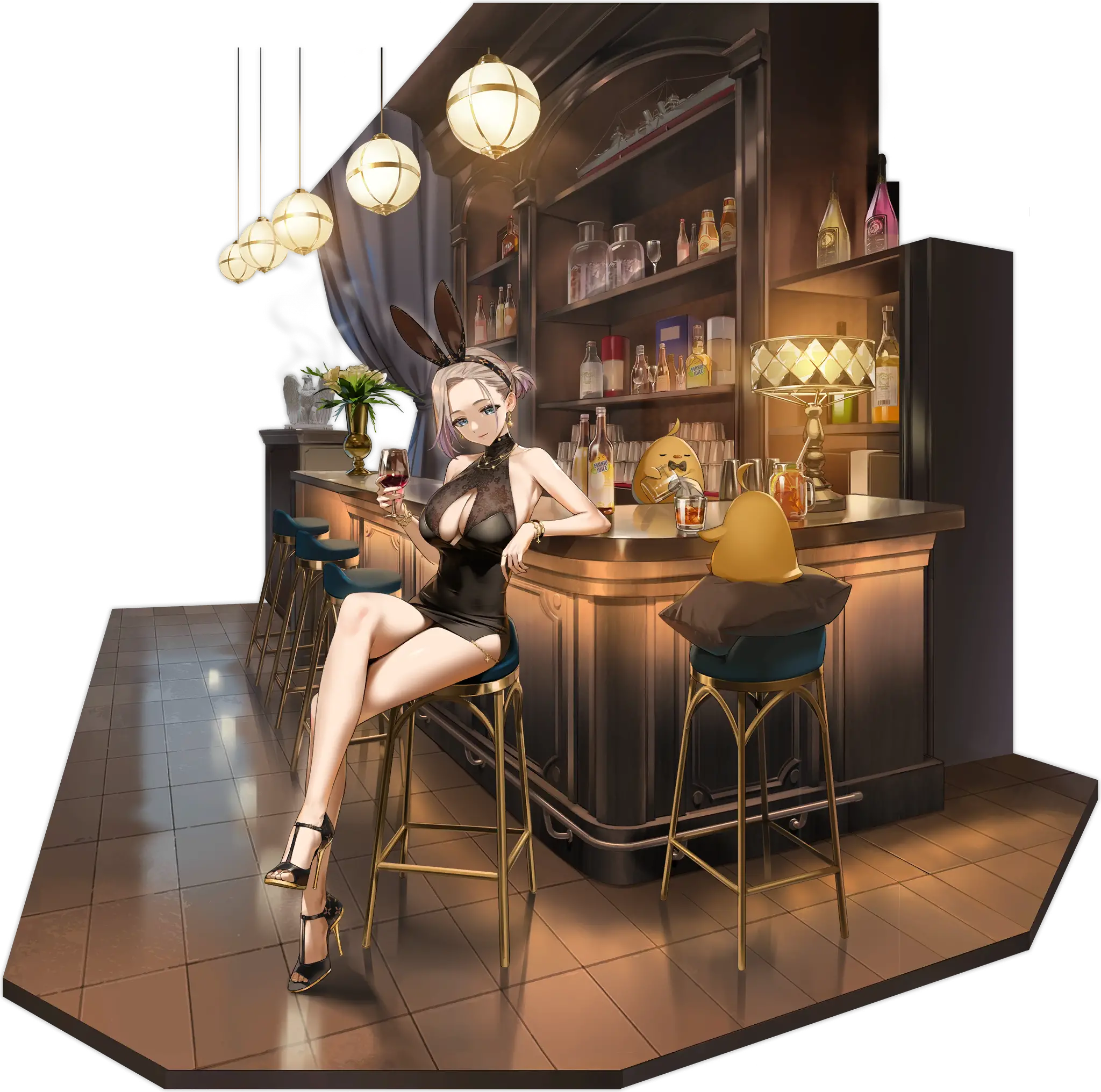 Illustration dessinée par YD, représentant le Croiseur lourd de la faction Eagle Union du jeu Azur Lane, New Orleans dans son skin "Evening Agricole"