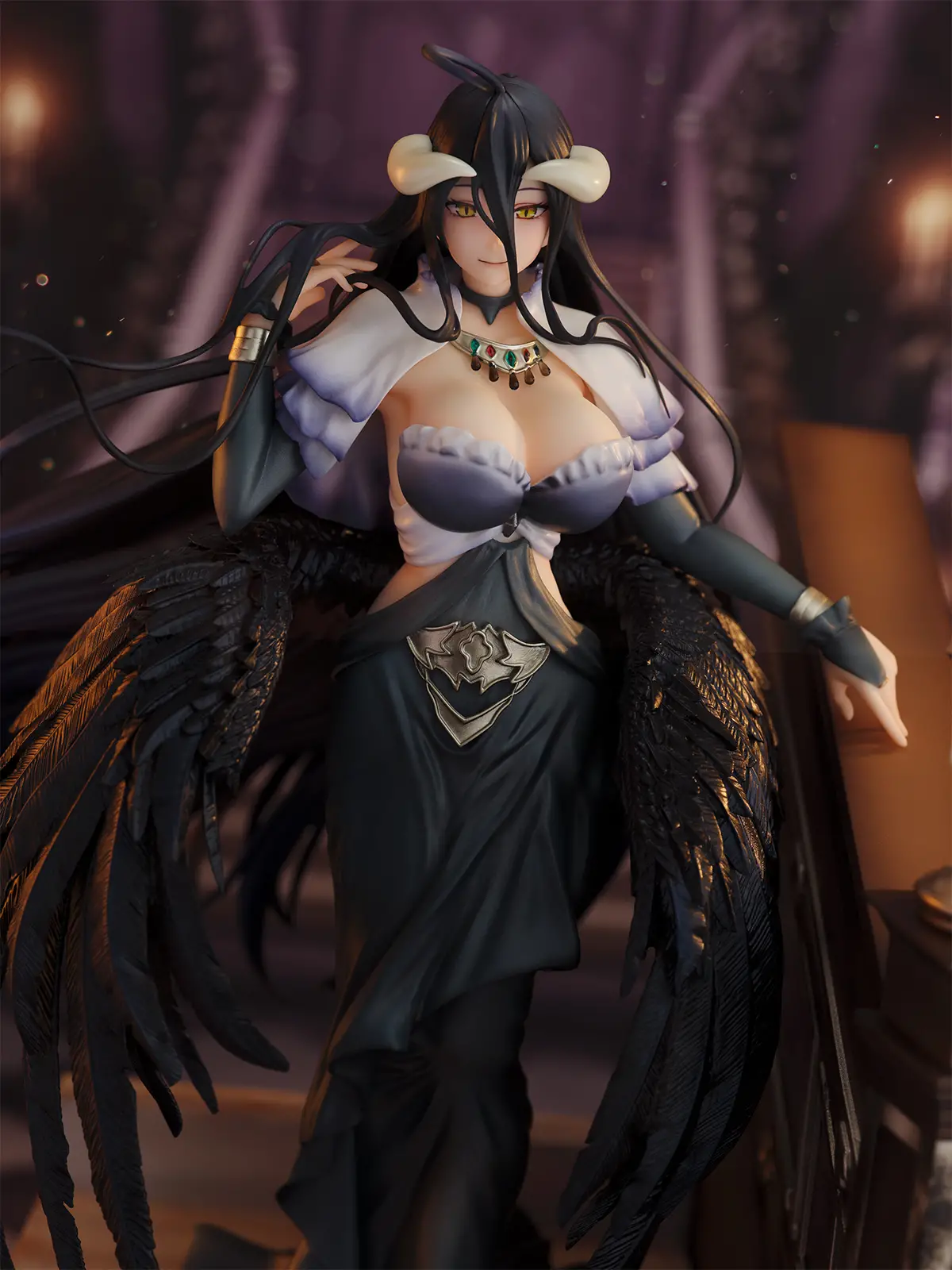 Figurine Overlord - Albedo - Ver. Shikkoku no Dress - Shibuya Scramble Figure - Alpha Satellite eStream