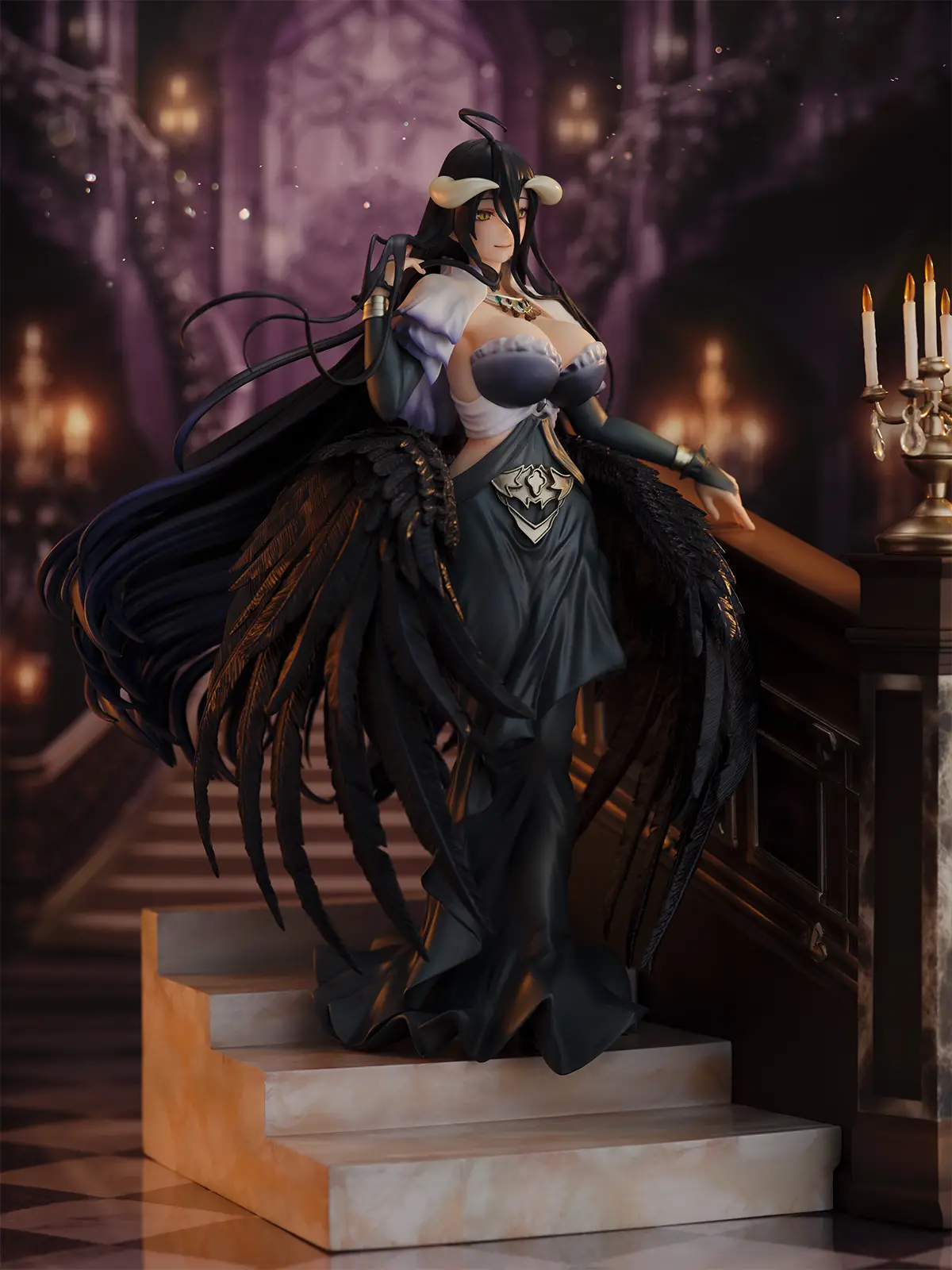 Figurine Overlord - Albedo - Ver. Shikkoku no Dress - Shibuya Scramble Figure - Alpha Satellite eStream