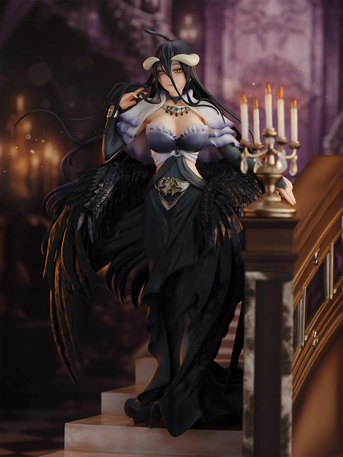 Figurine Overlord - Albedo - Ver. Shikkoku no Dress - Shibuya Scramble Figure - Alpha Satellite eStream