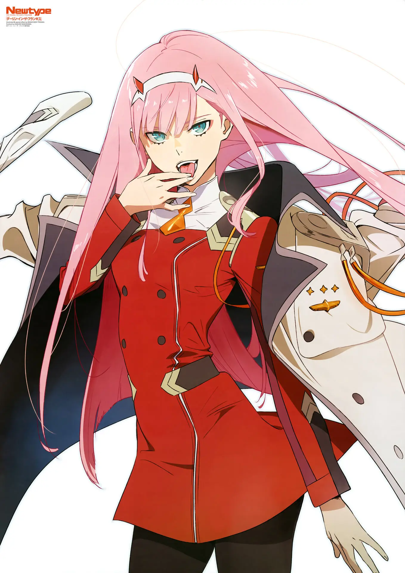 Illustration iconique réalisée par le célèbre Masayoshi Tanaka, designer des personnages de la série "Darling in the FranXX", qui représente Zero Two, l'un des personnages principaux.