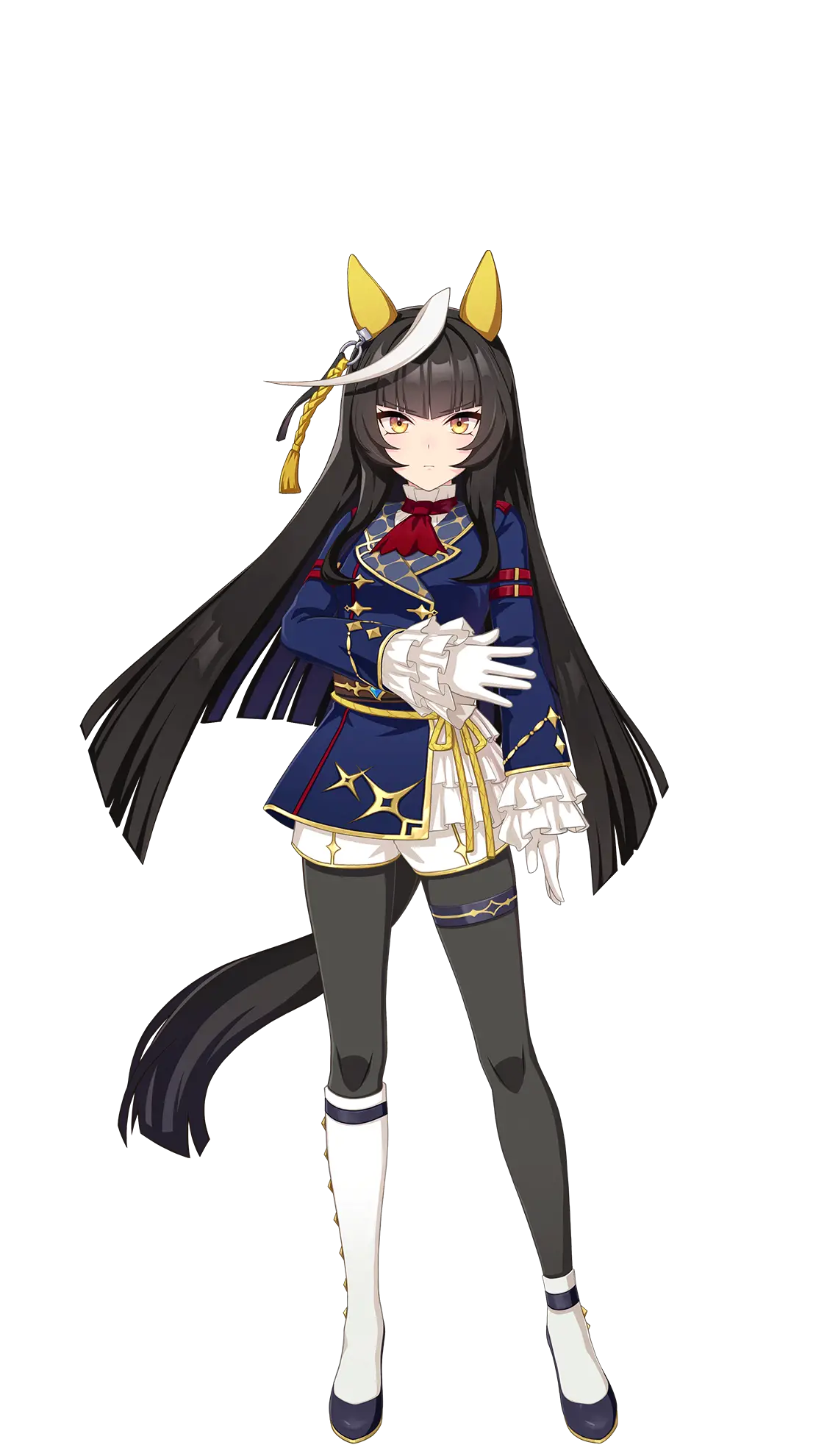 Uma Musume Pretty Derby, illustration de Calstone Light O habillée de sa tenue de course One True Path.