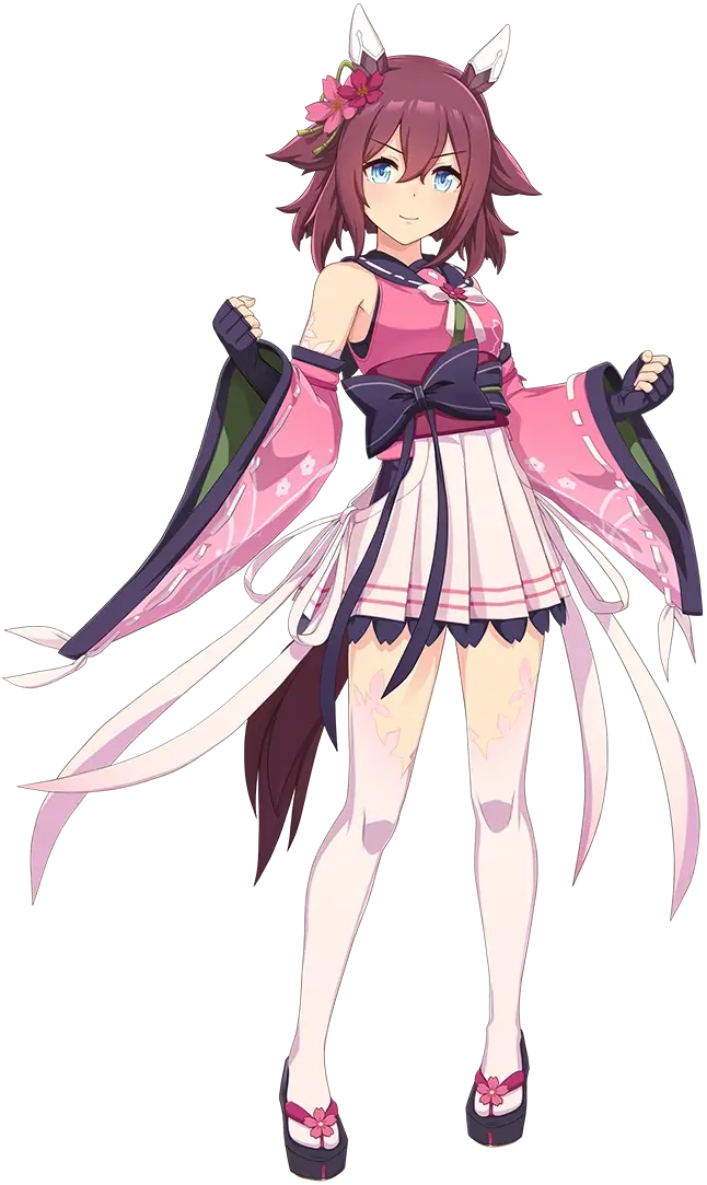 Uma Musume Pretty Derby, illustration de Sakura Chiyono O habillée de sa tenue de course "Hinoshita Kaisan・Hana Akari".