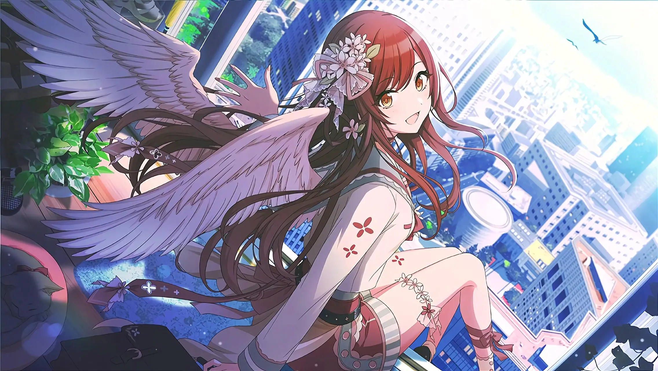 Illustration de la carte P-SSR [Walking on Sunlight] (Fes) de l'idole Amana Osaki, apparaissant dans le jeu mobile THE iDOLM@STER Shiny Colors.