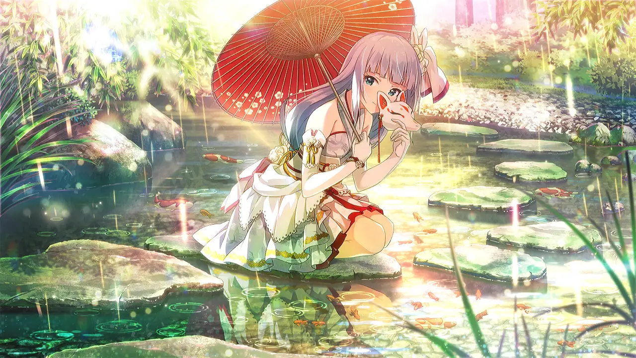 Illustration de la carte SSR4+ [...Kon♪]+ de l'idole Tsumugi Shiraishi issue du jeu 