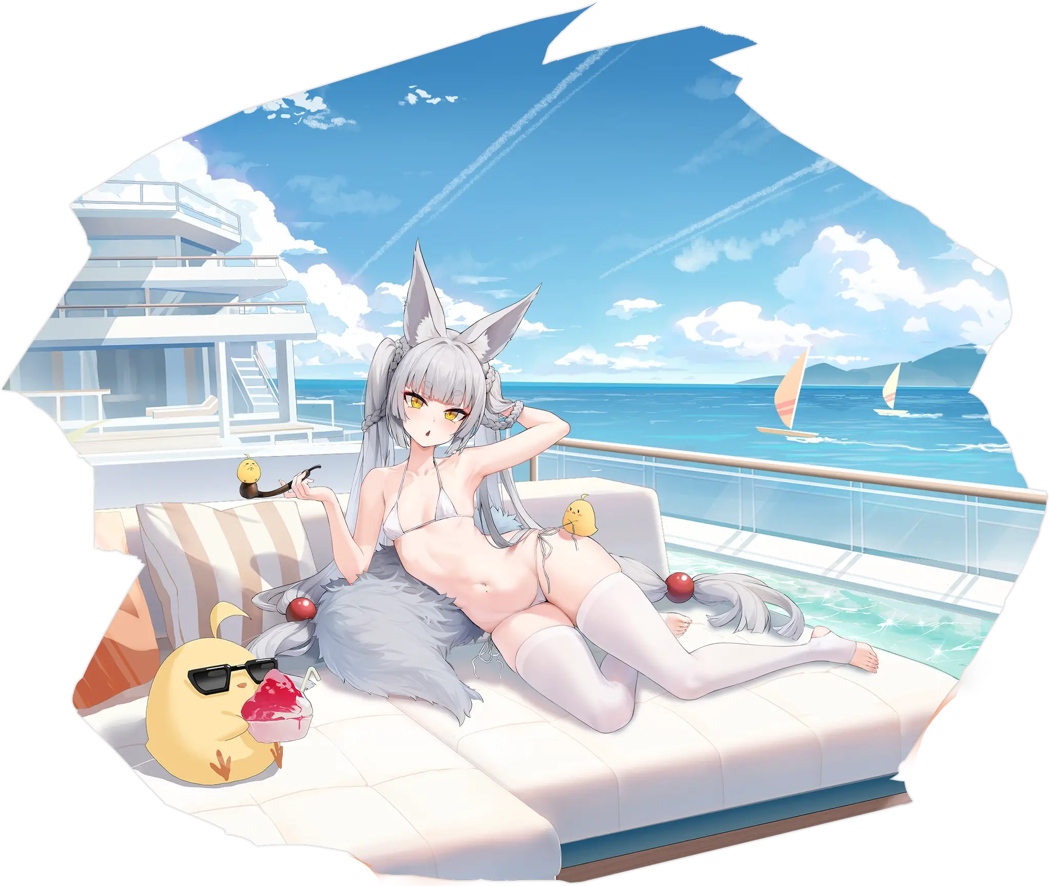 Illustration dessin&eacute;e par Asanagi (@Victim_Girls), repr&eacute;sentant le Destroyer de classe Kamikaze de la faction Sakura Empire du jeu Azur Lane, Asanagi dans son skin 