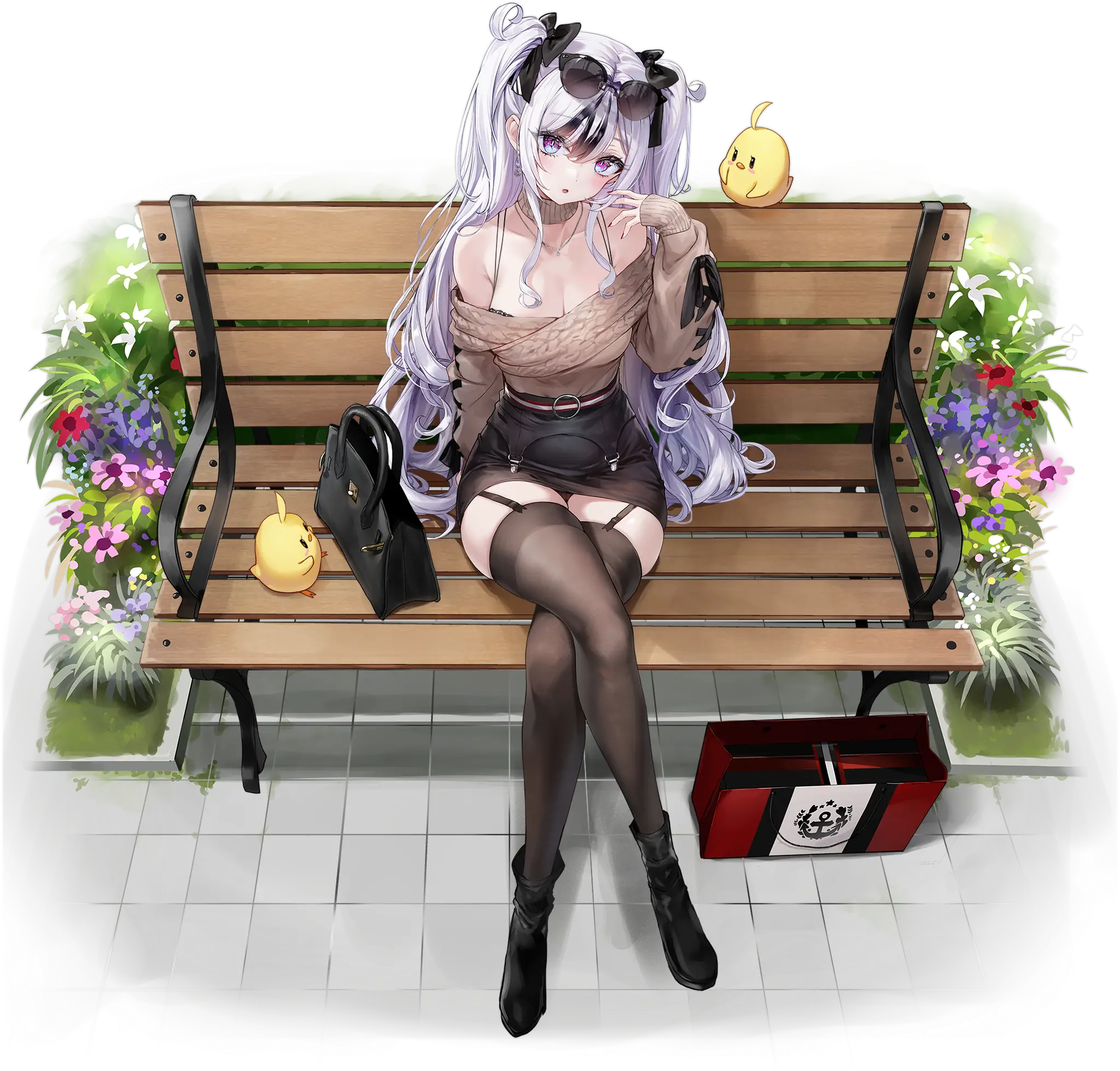 Illustration dessin&eacute;e par ねこめたる (@NecoMeta), repr&eacute;sentant le Porte-Avions L&eacute;ger de classe Jade de la faction Iron Blood du jeu Azur Lane, Elbe dans son skin 