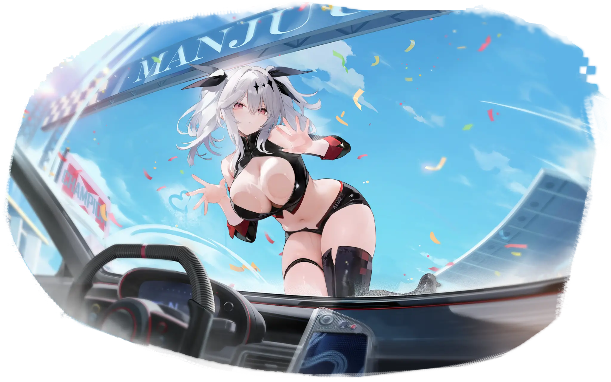 Illustration dessin&eacute;e par 水乌龟XD, repr&eacute;sentant le Porte-avions de la faction Vichya Dominion du jeu Azur Lane, Joffre dans son skin Blessings' First Flight.