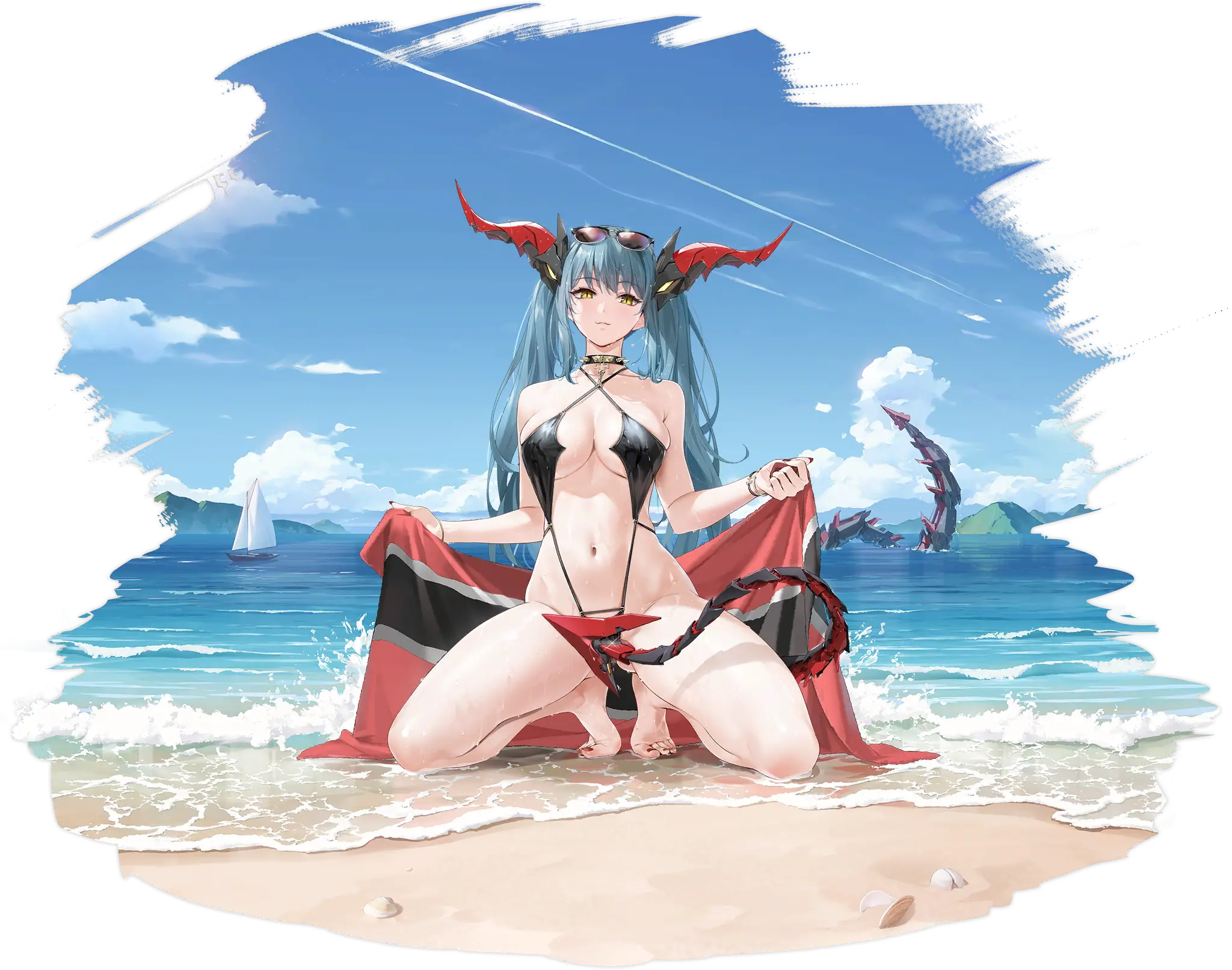 Illustration dessin&eacute;e par YG (@ydh2101), repr&eacute;sentant le Croiseurs l&eacute;gers de classe M (German) de la faction Iron Blood du jeu Azur Lane, Regensburg dans son skin 