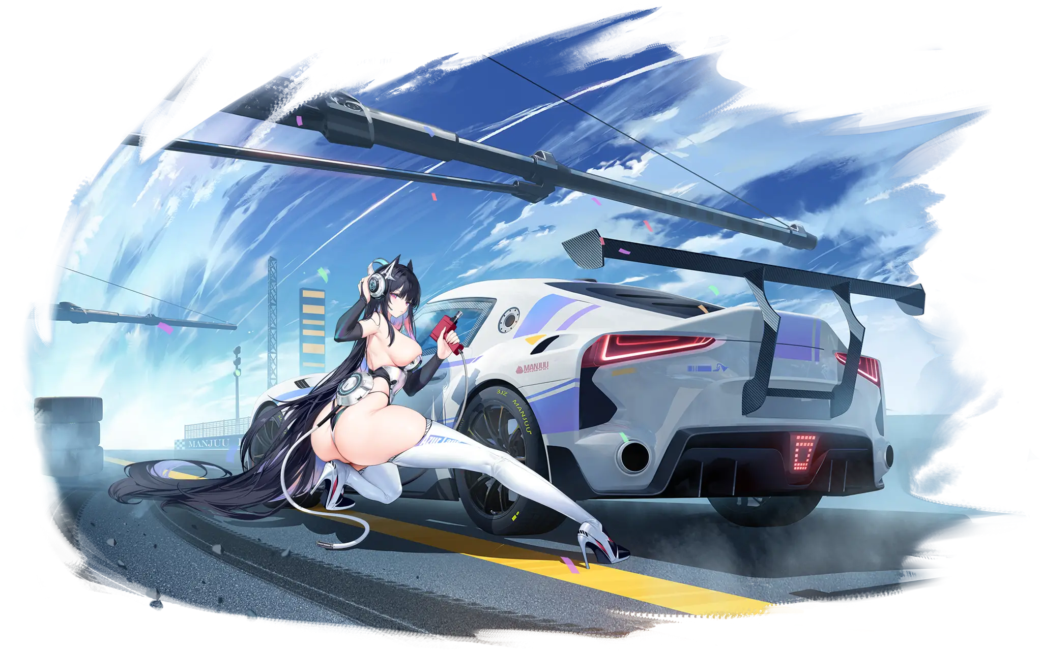 Illustration repr&eacute;sentant le Croiseur de bataille de classe Dunkerque de la faction Vichya Dominion du jeu Azur Lane, Strasbourg dans son skin Faerie of the Race Circuit.