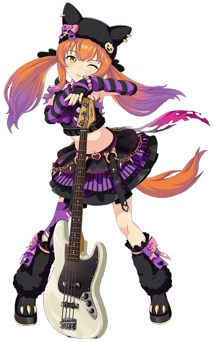 Uma Musume Pretty Derby, illustration de Mayano Top Gun habill&eacute;e de sa tenue Rocking☆MewMeow