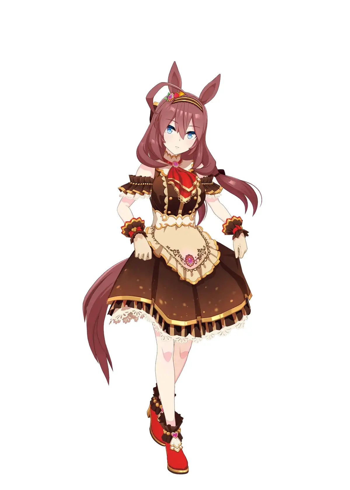 Uma Musume Pretty Derby, illustration de Mihono Bourbon habill&eacute;e de sa tenue Code Gla&ccedil;age.
