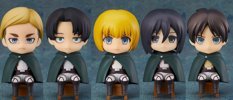 Figurine Attack on Titan - Erwin Smith - Levi - Armin Arlert - Mikasa Ackerman - Eren Yeager - Nendoroid Swacchao! - Good Smile Company Couv A